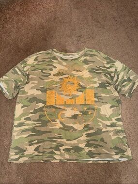 Camo Graphic Tee with Yellow Sun & Moon Print billabong